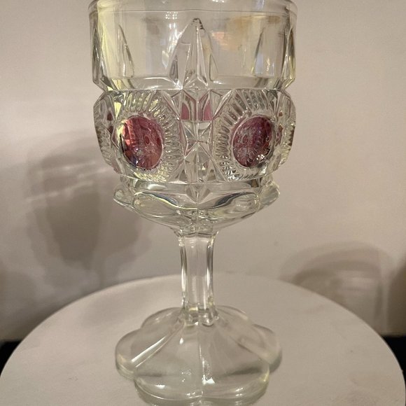 Old Glass Goblets with Thumb Print Design - Picture 3 of 5